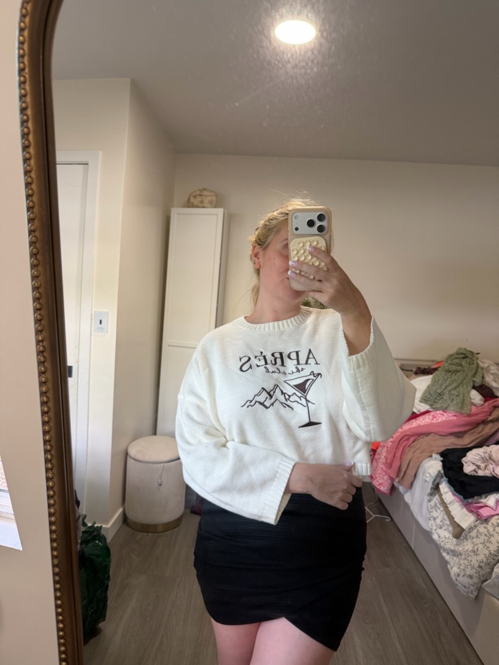 White 'Après' Graphic Knit Sweater
